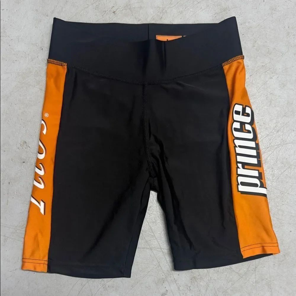 Prince Spandex Biker Shirts TITOS Branded Black and Orange Sports Shorts